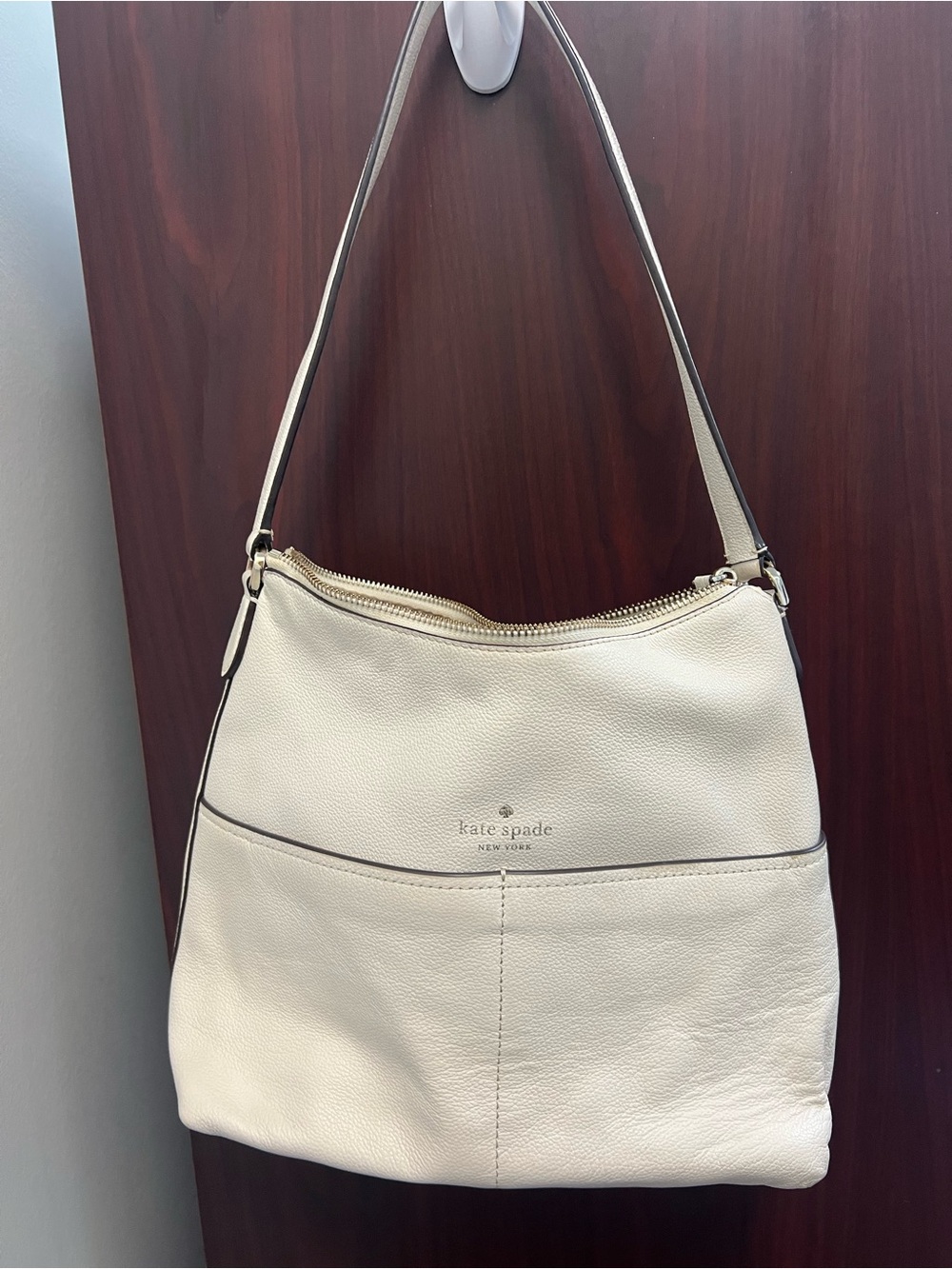 kate spade Cream Leather Shoulder Hobo Bag